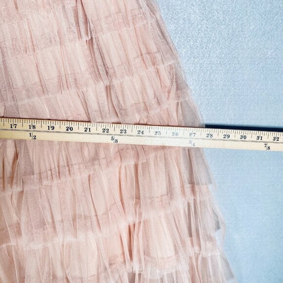 Tule Maxi Skirt Womens S Pink Western Tiered Mesh Romantic Feminine Chic - Picture 5 of 11